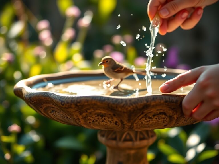 Steps for cleaning a bird bath safely