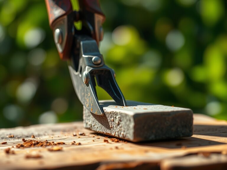 Steps for sharpening a garden lopper with a stone
